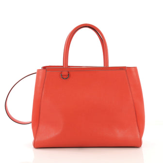 Fendi 2Jours Handbag Leather Medium Red 407751