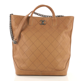 Chanel CC Lock Tote Quilted Caviar Large Brown 407891