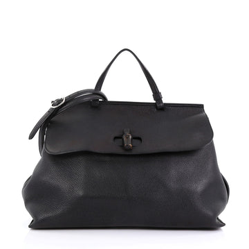 Gucci Bamboo Daily Top Handle Bag Leather Large Black 407914
