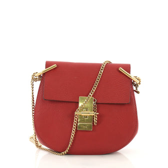 Chloe Drew Crossbody Bag Leather Mini Red 407954