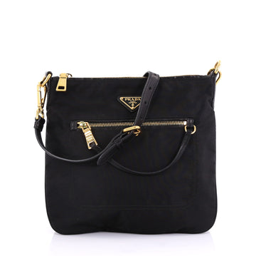 Prada Zip Messenger Bag Tessuto Medium Black 407972