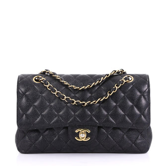 Chanel Classic Double Flap Bag Quilted Caviar Medium Black 407982