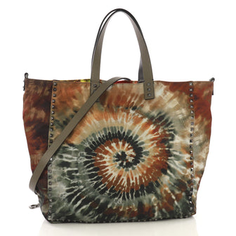 Valentino Model: Rockstud Reversible Convertible Tote Tie Dye Printed Nylon North South Multi-color 40799/105