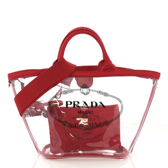 Prada Logo Tote PVC Red 4079926
