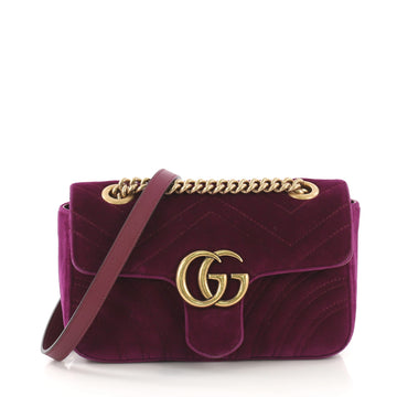 Gucci GG Marmont Flap Bag Matelasse Velvet Mini Purple 4079937