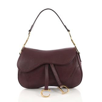 Christian Dior Double Saddle Bag Leather Purple 4079944