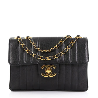 Chanel Vintage CC Chain Flap Bag Vertical Quilt Caviar Maxi 4079954