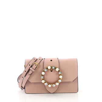 Miu Miu Model: Madras Crystal Flap Crossbody Bag Leather Small Pink 40799/81