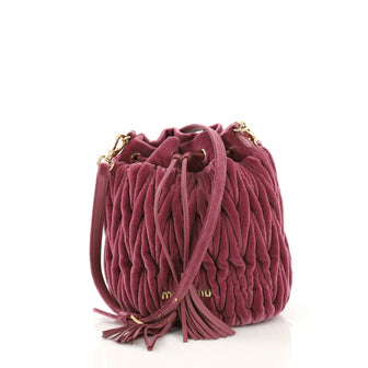 Miu Miu Model: Drawstring Bucket Bag Matelasse Velvet Small Purple 40799/88