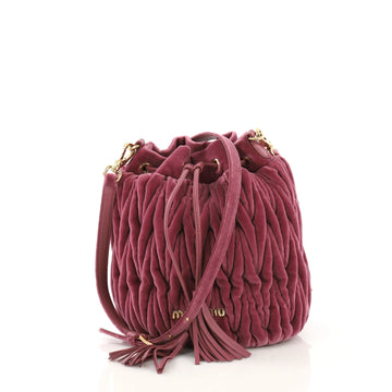 Miu Miu Model: Drawstring Bucket Bag Matelasse Velvet Small Purple 40799/88