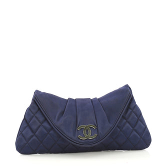 Chanel Model: CC Half Moon Clutch Quilted Satin Small Blue40803/4