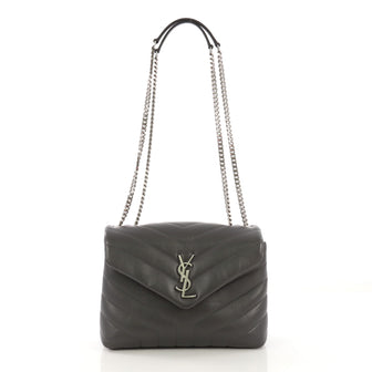 Saint Laurent Model: LouLou Shoulder Bag Matelasse Chevron Leather Small  Gray 40805/3