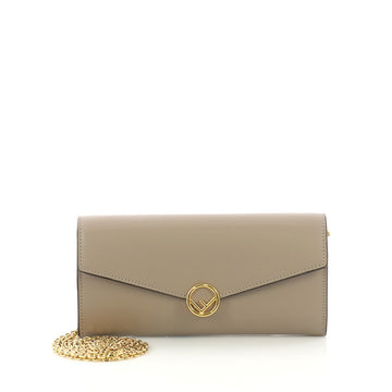 Fendi Model: Kan I F Continental Wallet on Chain Leather Gray 40808/30