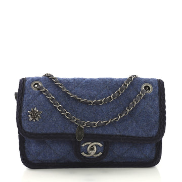 Chanel Model: Paris-Salzburg Flap Bag Quilted Wool Small Blue 40808/34