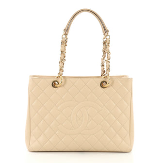 Chanel Grand Shopping Tote Quilted Caviar Neutral 408123