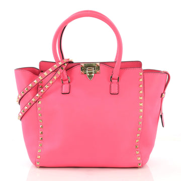 Valentino Rockstud Tote Rigid Leather Medium Pink 408151