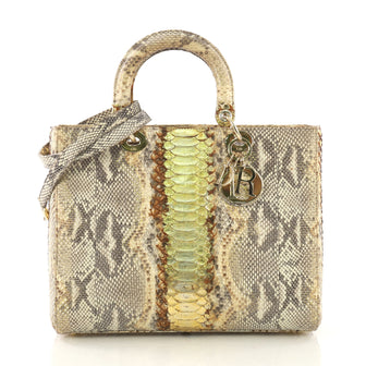 Christian Dior Lady Dior Handbag Python Large Gold 4081703