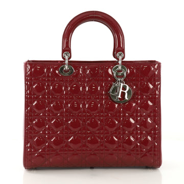 Christian Dior Lady Dior Handbag Cannage Quilt Patent Large 408211