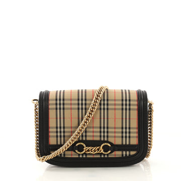 Burberry Link Flap Bag 1983 Knight Check Canvas Small Brown 408251