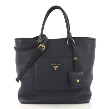 Prada Convertible Open Tote Vitello Daino Medium Blue 408282