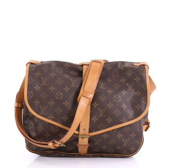 Louis Vuitton Saumur Handbag Monogram Canvas MM Brown 408341