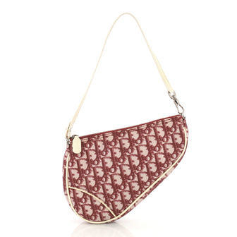 Christian Dior Vintage Saddle Bag Diorissimo Canvas Mini Red 408561
