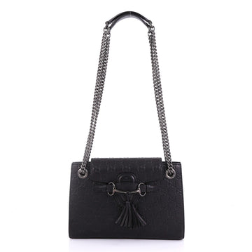 Gucci Emily Chain Flap Shoulder Bag Guccissima Leather Small 408571