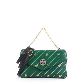 Gucci Thiara Double Shoulder Bag Printed Leather Medium Green 408651