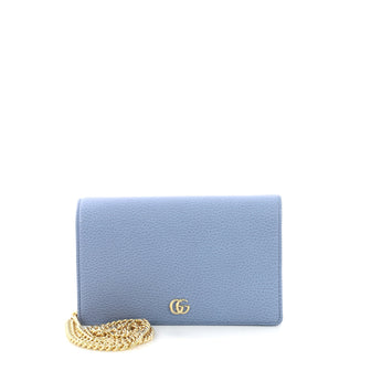 Gucci Petite Marmont Chain Wallet Leather Mini Blue 4087011