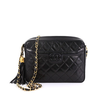 Chanel Model: Vintage Camera Tassel Bag Quilted Leather Medium Black 40870/22