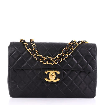 Chanel Model: Vintage Classic Single Flap Bag Quilted Lambskin Maxi Black 40870/4