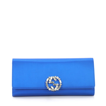 Gucci GG Broadway Clutch Satin with Crystals Blue 408707