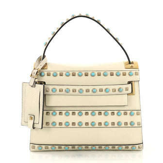 Valentino My Rockstud Rolling Satchel Leather with Cabochons 408802