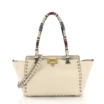 Valentino Rockstud Tote Soft Leather with Beaded Handles 408803