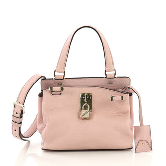 Valentino Joy Lock Top Handle Bag Leather Small Pink 408821