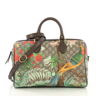 Gucci Convertible Boston Bag Tian Print GG Coated Canvas Brown 408841