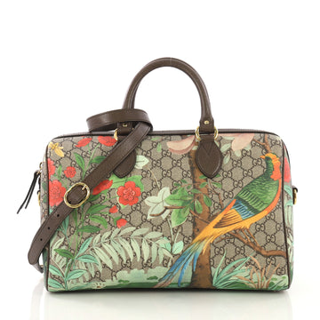 Gucci Convertible Boston Bag Tian Print GG Coated Canvas Brown 408841