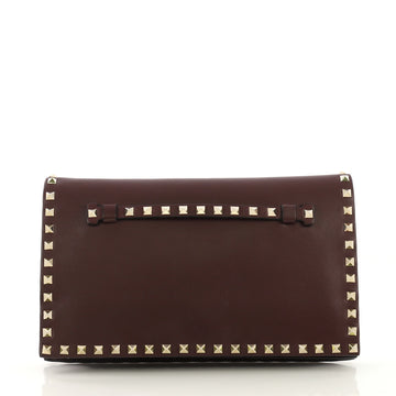 Valentino Rockstud Flap Clutch Leather Purple 408981