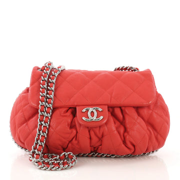 Chanel Chain Around Flap Bag Quilted Leather Medium Red 4090014