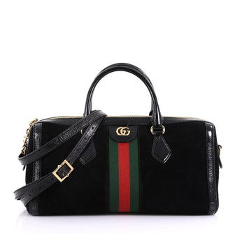 Gucci Ophidia Boston Bag Suede Medium Black 4090018