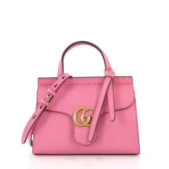 Gucci GG Marmont Top Handle Bag Leather Mini Pink 4090019