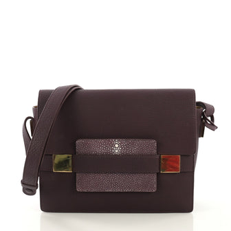 Delvaux Madame Shoulder Bag Leather with Stingray PM Purple 4090032