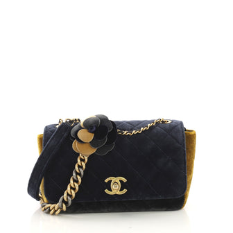Chanel Camellia Flap Bag Multicolor Quilted Velvet Small 4090035