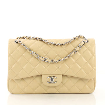 Chanel Classic Double Flap Bag Quilted Caviar Jumbo Neutral 4090040