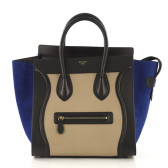 Celine Tricolor Luggage Handbag Leather Mini Neutral 4090049