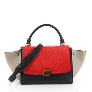 Celine Tricolor Trapeze Bag Python and Leather Small