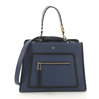 Fendi Runaway Handbag Leather Small Blue 4090056