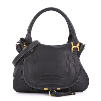 Chloe Marcie Satchel Leather Medium Black 409018