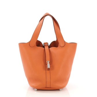 Hermes Picotin Lock Handbag Clemence PM Orange 4090401