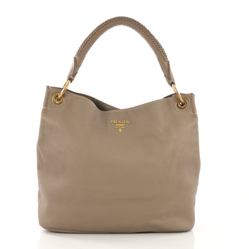 Prada Rolled Hobo Vitello Daino Large Neutral 409117